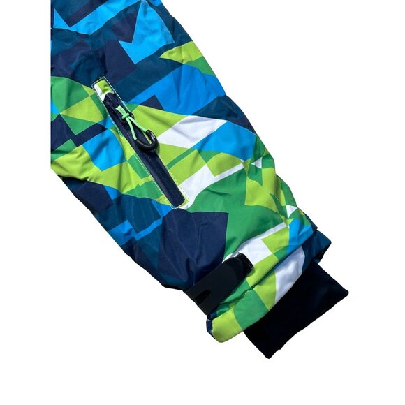 PhiBee Kids Outdoor Jacket Warm Winter Coat Size 11/12 Green Blue White - Picture 15 of 16